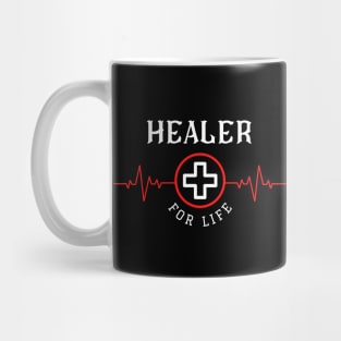 Healer for Life Heartbeat ECG Heart Line Design Roleplaying Game Healing Class Mug